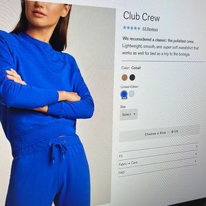 Negative Underwear Club Crew Top cobalt blue medium M